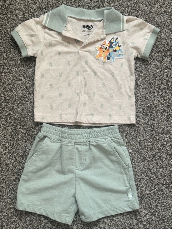 Bluey Other - Bluey Kids Two-Piece Polo & Shorts Set in Mint